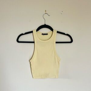 Zara Yellow Crop Ribbed Tank